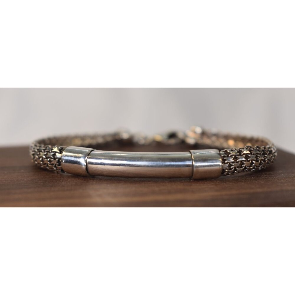 Vintage Sterling Silver 925 Wheat Chain Bar Bracelet